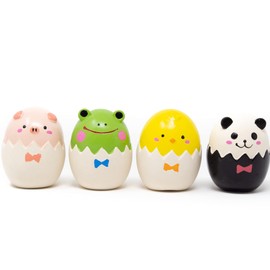 Mushroom & Co Squeak Latex Rubber Puppy Toy Animal 4-Set Pet Interactive Play for Small Dog