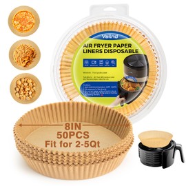 Air Fryer Paper Liners Disposable - 50pcs 8 Inch Parchment Sheets Round, Oil Proof Airfryer Paper Basket Bowl Liner for Baking Cooking Food