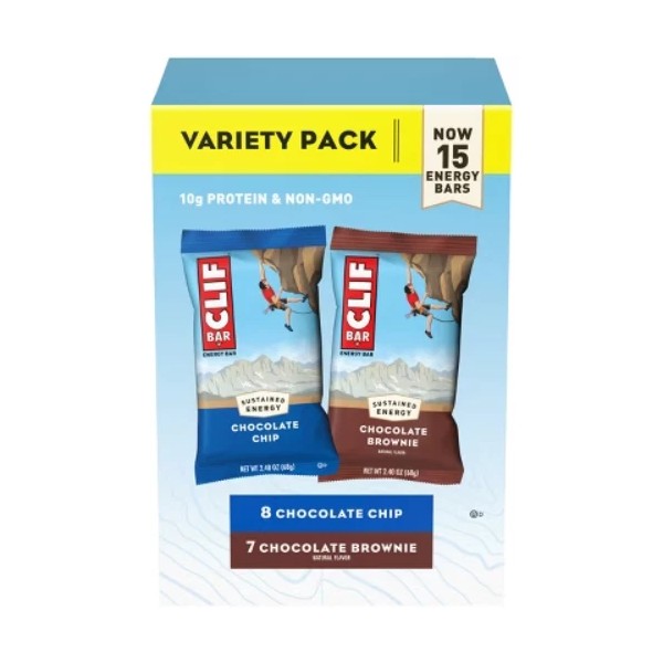 CLIF Bar Chocolate Chip and Chocolate Brownie Energy Bars -