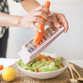 Crystalia Cheese Grater with Storage Container and Handle, 2-Way Grate and Store for Cheeses, Vegetables, Chocolate and any Food