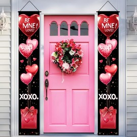 BlissYard Valentine’s Day Banners 2Pcs Decoration for Married Party Themed Hanging Banners LOVE Heart balloons Decorate for Wedding Anniversary Supplies Tuba 12 * 71inch(30 * 180cm)