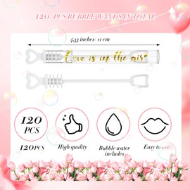 Hollowfly 120 Pcs Wedding Bubble Mini Bubble for Wedding Bubble Wands Bulk Heart Bubble Wand for Guests Send off Party Supplies for Weddings, Valentine's Day, Anniversaries Celebration (Love)