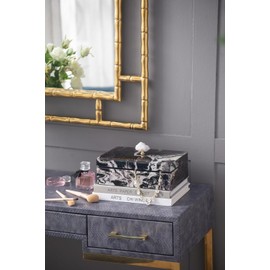 A&B Home Bethany Black Marbled Jewelry Box Decorative Storage Box for Women Men, Modern Decorative Boxes with Lid Jewelry Gift Boxes Home Decor, 10x7x5in Large