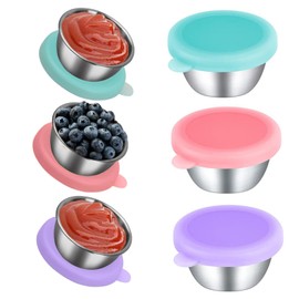 Zynewa Set of 3 Salad Dressing Containers, Mini Tins Snack Box with Lid, Stainless Steel Dressing Container, Leak-Proof Mini Bento Box, Sauce Container, Food Container Set