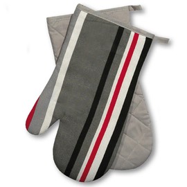 Delindo Lifestyle® Kitchen Oven Gloves, Striped, Grey, 1 Pair, PPE Category II, Heat Resistant up to 250°C, Tested and Certified Product in Germany