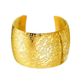 PROSTEEL Women's Wide Bangle Stainless Steel/18k Gold Plated Open Cuff Bracelet Retro Style Upper Bangle Bracelet Accessory, Stainless Steel