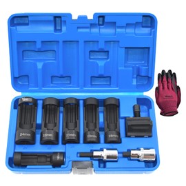 Yuesstloo 9pc Strut Nut Socket 16mm 18mm 19mm 21mm 22mm 24mm with 12 Point 1/2" Drive, Suspension Strut Spreader Socket Tool Kit Shock Absorber Tool Suspension Strut Split Hub/Knuckle Spreader Tool