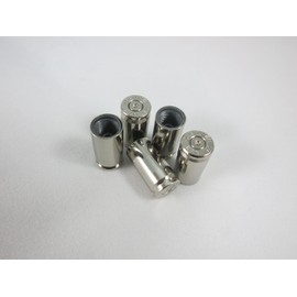 9mm Caliber Bullet Shell Casing Universal Tire Valve Stem Caps - Set of 5 - Car SUV Truck Motorcycle Bike ATV (Nickel)