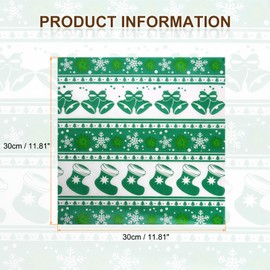 HARFINGTON 100pcs Socks Wax Paper Sheets 12" x 12" Bell-adorned Oil-absorbing Dry Food Wrapping Paper for Sandwich Baking Paper Liners Picnic Basket Bread Hamburger Wrap Kitchen, Green