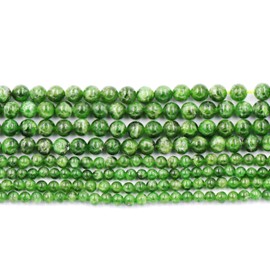Malahill - abalorio de piedra natural para hacer joyas, abalorio sueltas con cordón elástico para hacer pulseras, collares, abalorio de diópsido AAA de 6 mm