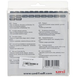 Uni-Ball  UNI PIN FINELINER DRAWING PEN SET 12 BLACK Office Product