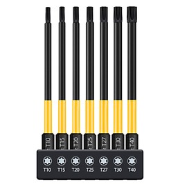 Torx Security Bit Set 100mm Star Screwdriver Drill Bits Sets 1/4 Drive Magnetic Torx Bits Long T10-T40 for Impact Driver Screwdrivers