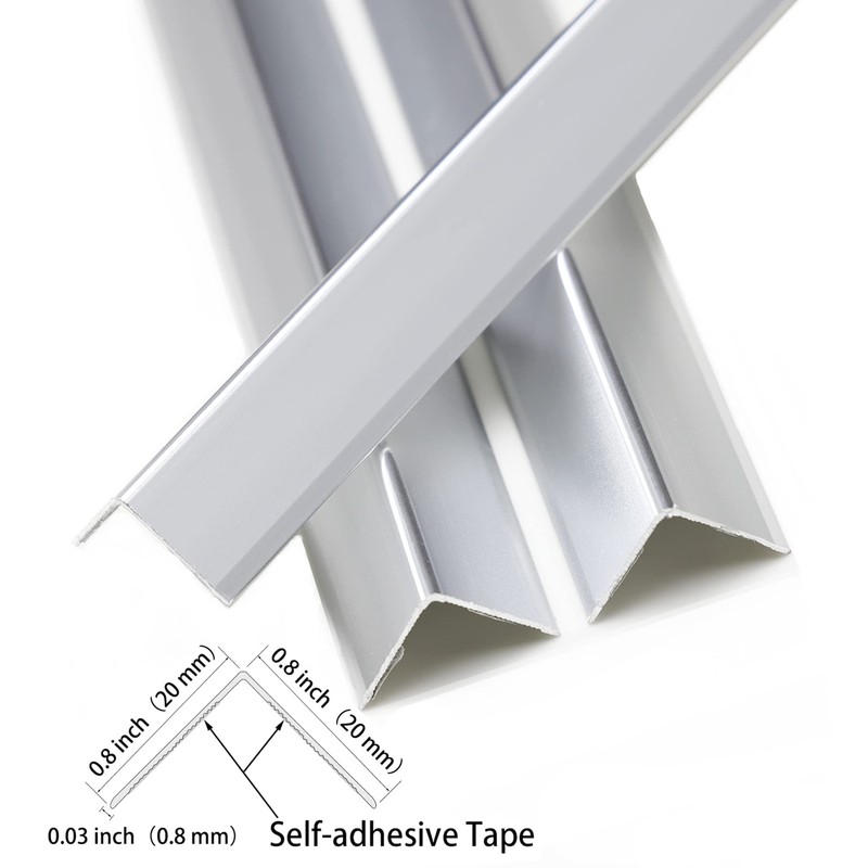 Trimold Matte Silver Aluminum Peel and Stick L Molding Corner