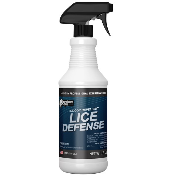 Exterminators Choice Lice Deterrent Spray - 16 oz - Lice Spray for Furniture, Bedding, Carpet, Clothing, and Bags - Made with Natural Oils - Home Defense Bug Spray - Works On Most Common Types of Lice