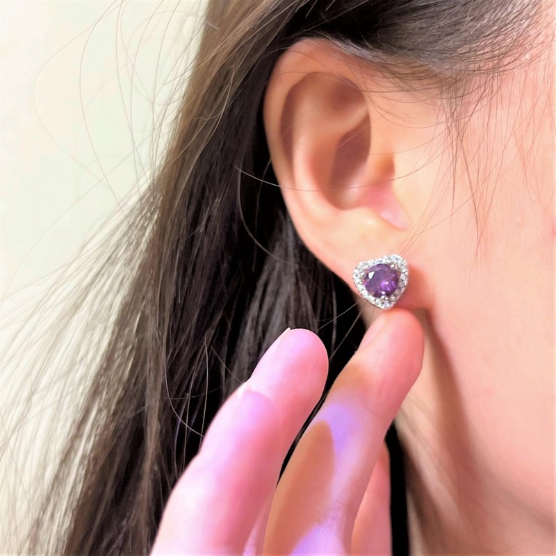 Bellitia Jewelry Heart-shaped Earrings, Women's Cute 1ct Emerald Amethyst Citrine