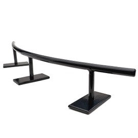 FLVFF Fingerboard Rail C Curved Metal Solid Steel Round Rails Ramp and Skate Parks (R4C) (Black)