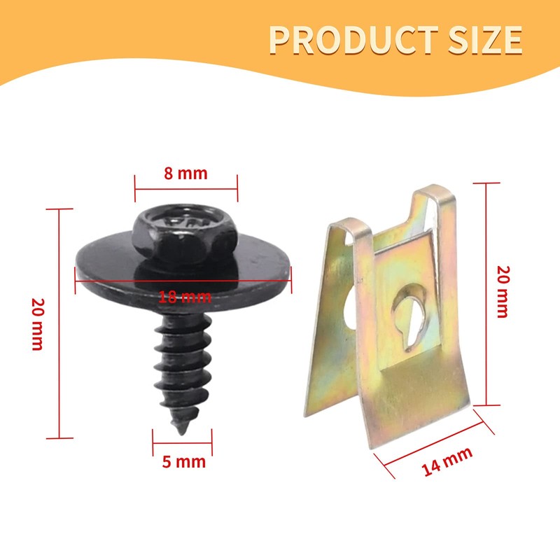 Hoypeyfiy 20 Pack Self-Tapping Screw Sheet Metal Clip Fixing Accessories