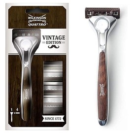 Wilkinson Sword Quattro Men's Razor Vintage Edition - for a Classic and High-Quality Shaving Experience