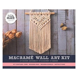 Simply Make Macrame Wall Art Kit, Macrame Wall Hanging, Macrame Plant Hanger, Adults Craft Kit, Ideal For Beginner Or Experienced Crafter, Includes All Supplies Macrame Cord,Wooden Ring, Wooden Dowels