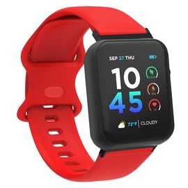 Lamshaw Compatible for ITOUCH AIR 4 Bands, 24mm Women Men,Soft Silicone Replacement Sport Strap Wristband Compatible for ITOUCH AIR 4 41mm / 46mm / Air 3 44mm Smartwatch (Red)