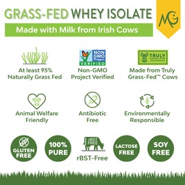 MariGold Grassfed Whey Isolate Protein Powder - Unflavored 2LB - Muscle Building & Recovery - 100% Pure, Cold Processed, Micro Filtered, Non-GMO, rBGH Free, Soy Free, Gluten Free, Lactose Free