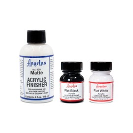 Angelus Kit de Pintura Acrílica para Piel, Negro y Blanco, 3 Piezas, Acabado Mate