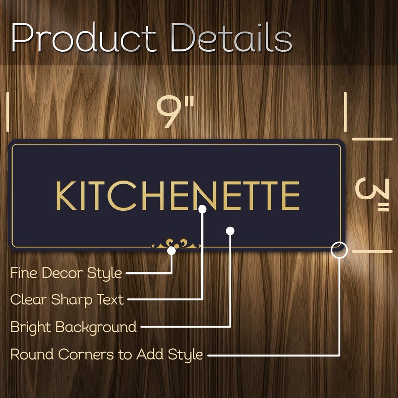Kitchenette - Laser Engraved Sign - 3"x9" - .050 Black