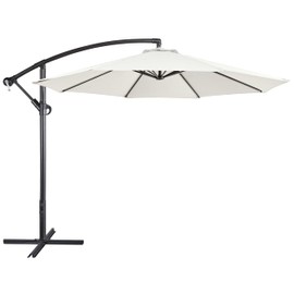 Yaheetech 10FT Patio Offset Umbrella Outdoor Cantilever Umbrella Hanging Umbrellas w/Easy Tilt & Cross Base for Market/Garden/Lawn/Deck/Backyard/Pool - Cream