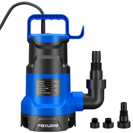 POXURIO 1HP Sump Pump, 750W Utility Water Pump, 5000GPH Submersible Sump Pump, Transfer Water Pump for Swimming Pool Garden Pond Basement with 16ft Long Power Cord