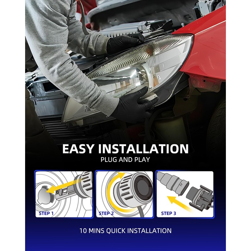 AUTOONE 9012 LED Bulb, 1200% Brighter, 3 Min Quick Install,