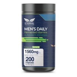 MENS DAILY MULTIVITAMIN AND ANCIENT MINERALS 4 en 1, 200 capsulas (1560mg por porcion) con Vitaminas, Minerales, Adaptogenos y Aminoácidos, by Eternal Nutrition