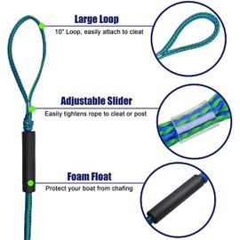 PWC Bungee Dock Lines Mooring Rope, Stretchable Docking Ropes with Foam Float for Boats, Kayak, Jet Ski, SeaDoo, Pontoon Boat Accessories 4ft, 5ft, 6ft