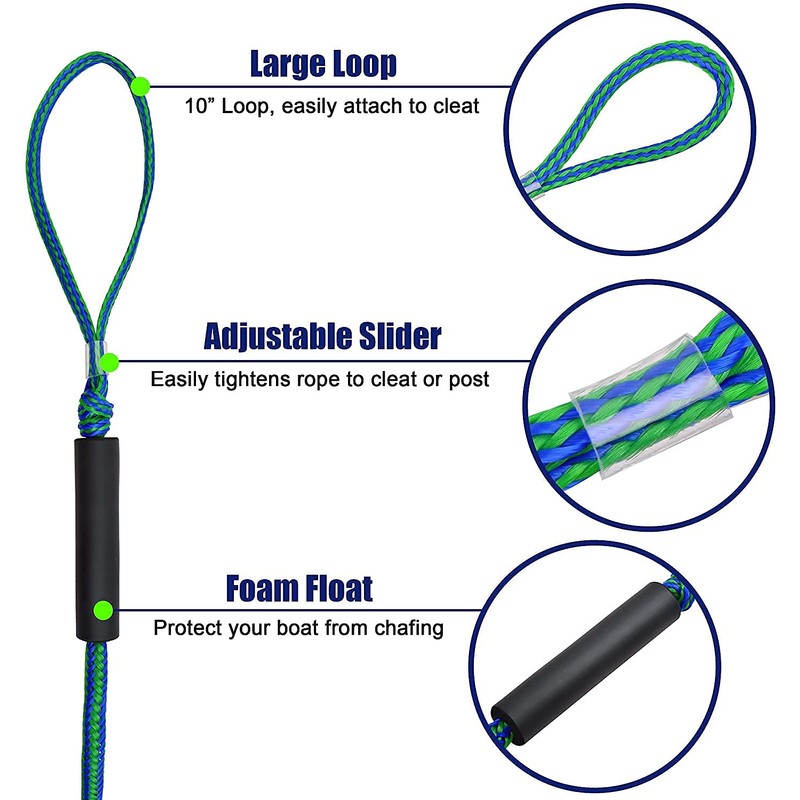 PWC Bungee Dock Lines Mooring Rope, Stretchable Docking Ropes with