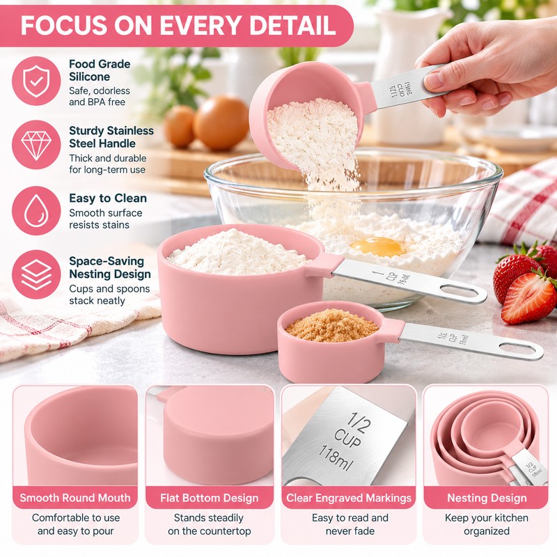 8-Piece Measuring Cups & Spoons Set for Cooking – Stackable