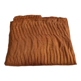 Kiran Fashion Cotton Crinkle vertical pleated Style Plain Solid Hijab Scarf Shawl Stoles (Tan Brown)