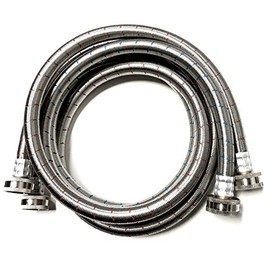 2-Pack Premium Stainless Steel Washing Machine Hoses - 5 FT No-Lead Burst Proof Red and Blue Lined Water Inlet Supply Lines - Universal Connection - 10 Year Warranty