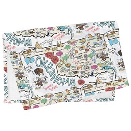 Fish Kiss 16"x24" Oklamoma Map Towel is 100% Microfiber Waffle Weave Help You Explore in Detail – Our Super Absorbent & Soft, Machine Washable State Map Towel is Stain & Wrinkle Resistant