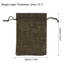 PATIKIL 6"x4" Coin Sacks Bag, 6Pcs Bank Deposit Change Transit Bags with Drawstring Canvas Gift Sacks, Brown