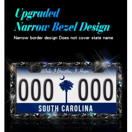 Murimt Black Rhinestone License Plate Frames with High End Ribbon Gift Box Sparkly Diamond License Plate Holder Handcrafted Crystal Premium Stainless Steel Bling License Plate Frame for Women