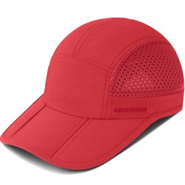 GADIEMKENSD Folding Outdoor Hat UPF 50+ Sun Protection Mesh Sports Hat, red