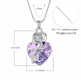 Rose Flower Cremation Jewellery Heart Shape Birthstone Urn Necklaces for Ashes Stainless Steel Keepsake Memorial Urn Human Ash Urn Pendant Jewellery for Men Women, Stainless Steel
