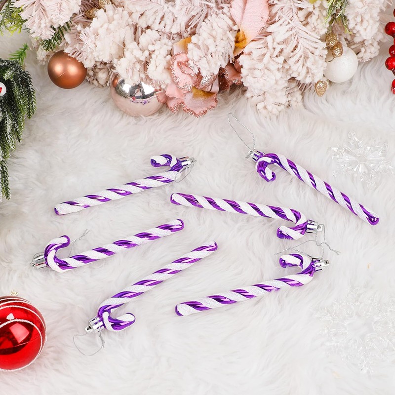 DERAYEE 6 PCS Christmas Glitter Candy Cane Plastic Candy Cane
