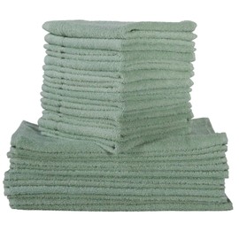 Seleq 450GSM Green Turkish Cotton Washcloths Bulk 13" x 13" - Set of 24
