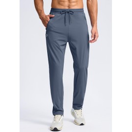 G Gradual Men's 30"/32"/34"/36" Inseam Tall Sweatpants with Zipper Pockets Stretch Long Joggers Athletic Workout Pants Men(Dusty Blue,36-L)