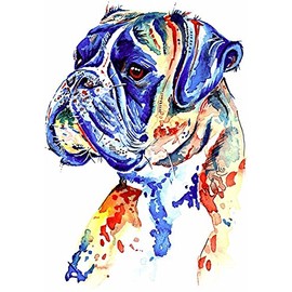 Boxer Dog Art Painting, Artwork Prints Gifts Stocking Filler - [A4 Print Only, 8 x 12"]