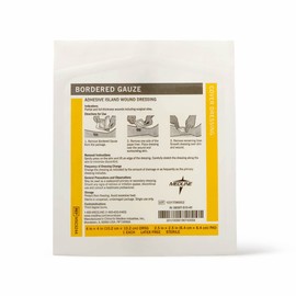 Medline Bordered Gauze, 4" x 4" Adhesive Island Wound Dressing, Sterile, 15 Count (Package May Vary) (Pack of 2)