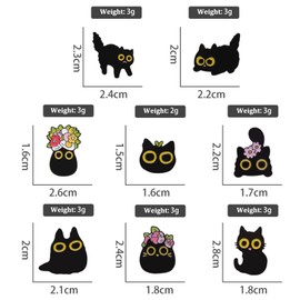 Oenothera Enamel Brooch Pin Black Cat Brooch Cartoon Animal Lapel Pin for Backpack Clothing Accessories Anime Jewelry Gift for Friends, Metal