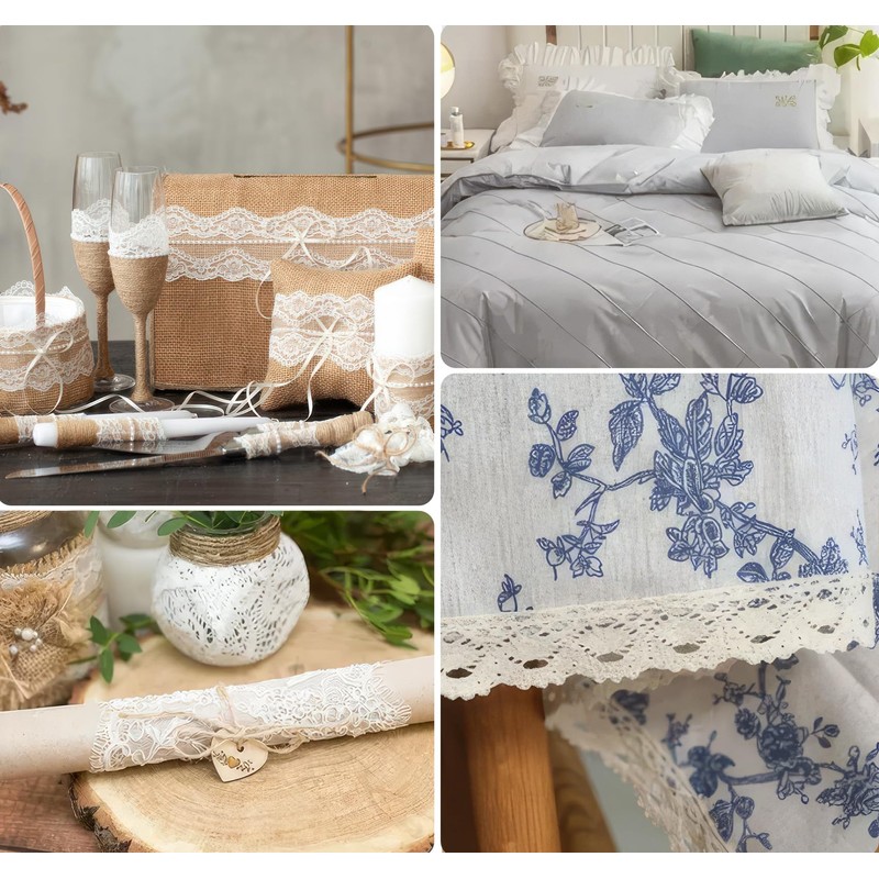 Mocraft 14 Rolls Lace Ribbons for Crafting White Ribbon Thin