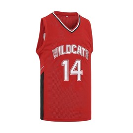 Youth Basketball Jersey for Kids Wildcats High School Sports Shirt 14 Troy Bolton Jersey Red #14 X-Small