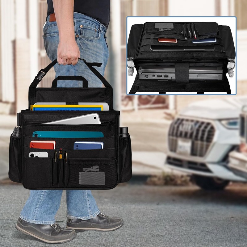 BOHEMIABY Front Seat Car Organizer, Adjustable Passenger Back Seat Organizer,